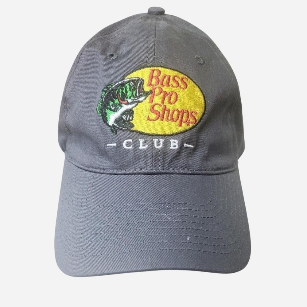 Bass Pro Shops Club Cap Mens One Size Gray Adjustable Embroidered 100% Cotton